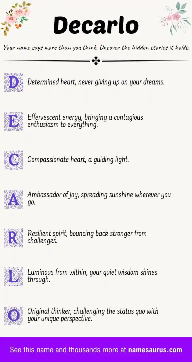 Acrostic poem about Decarlo.