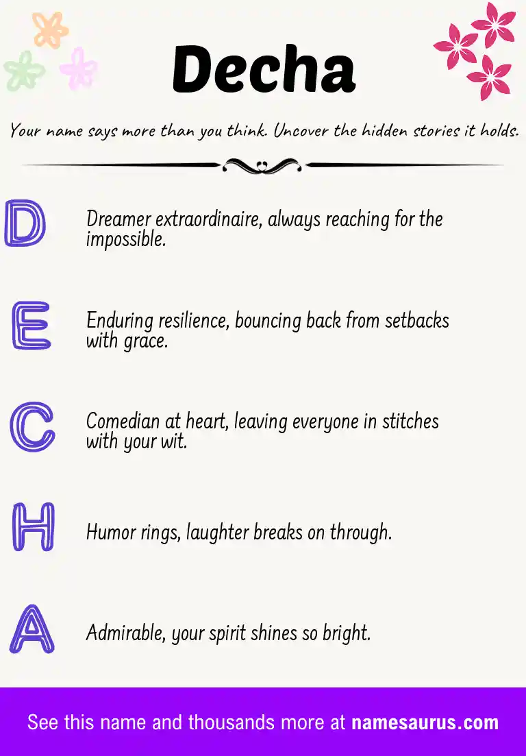 Acrostic poem about Decha.