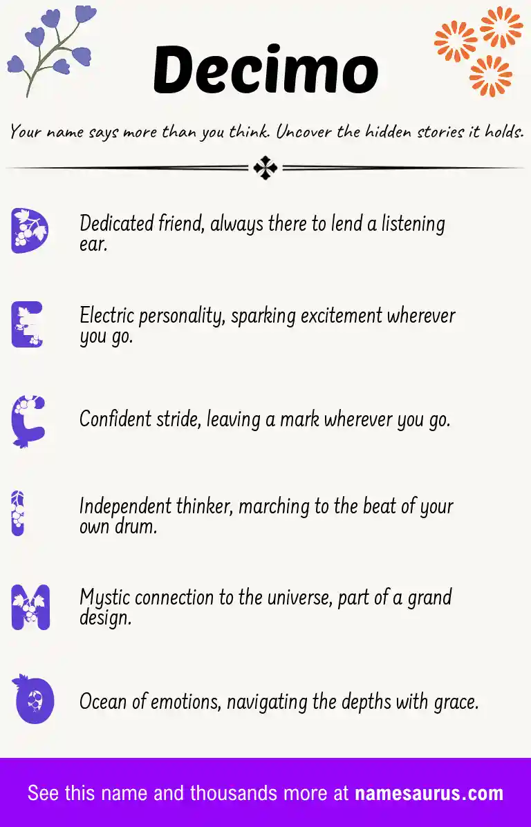 Acrostic poem about Decimo.