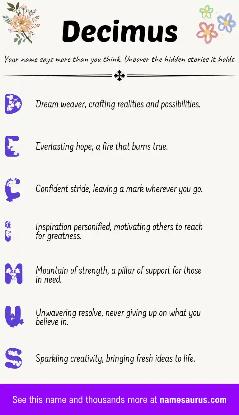 Acrostic poem about Decimus.