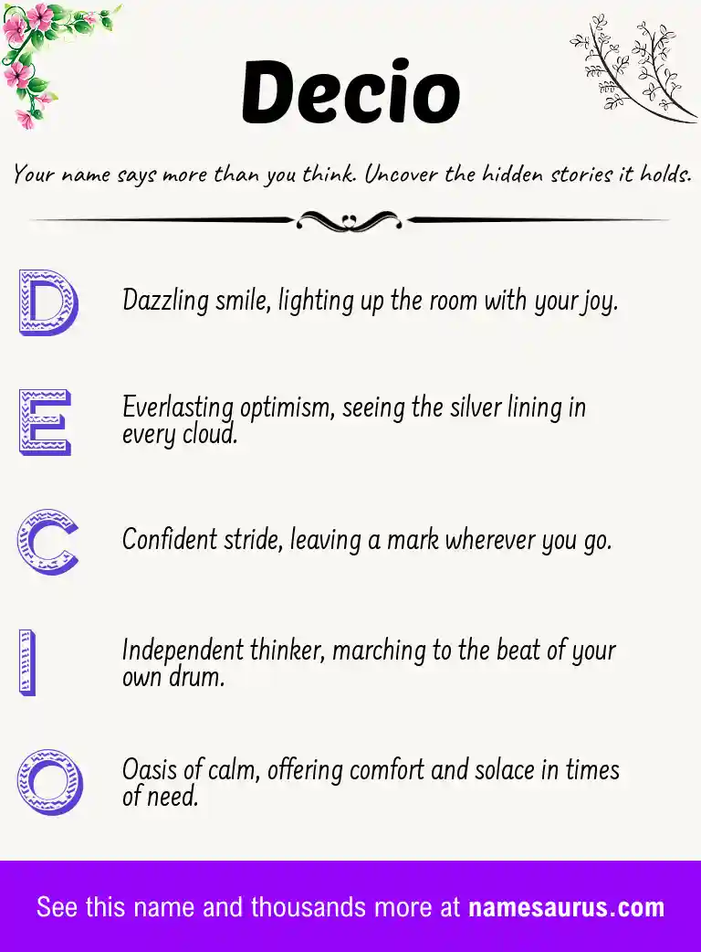 Acrostic poem about Decio.