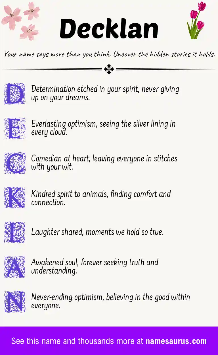 Acrostic poem about Decklan.