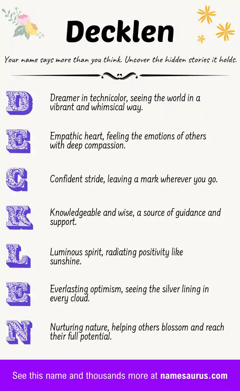 Acrostic poem about Decklen.