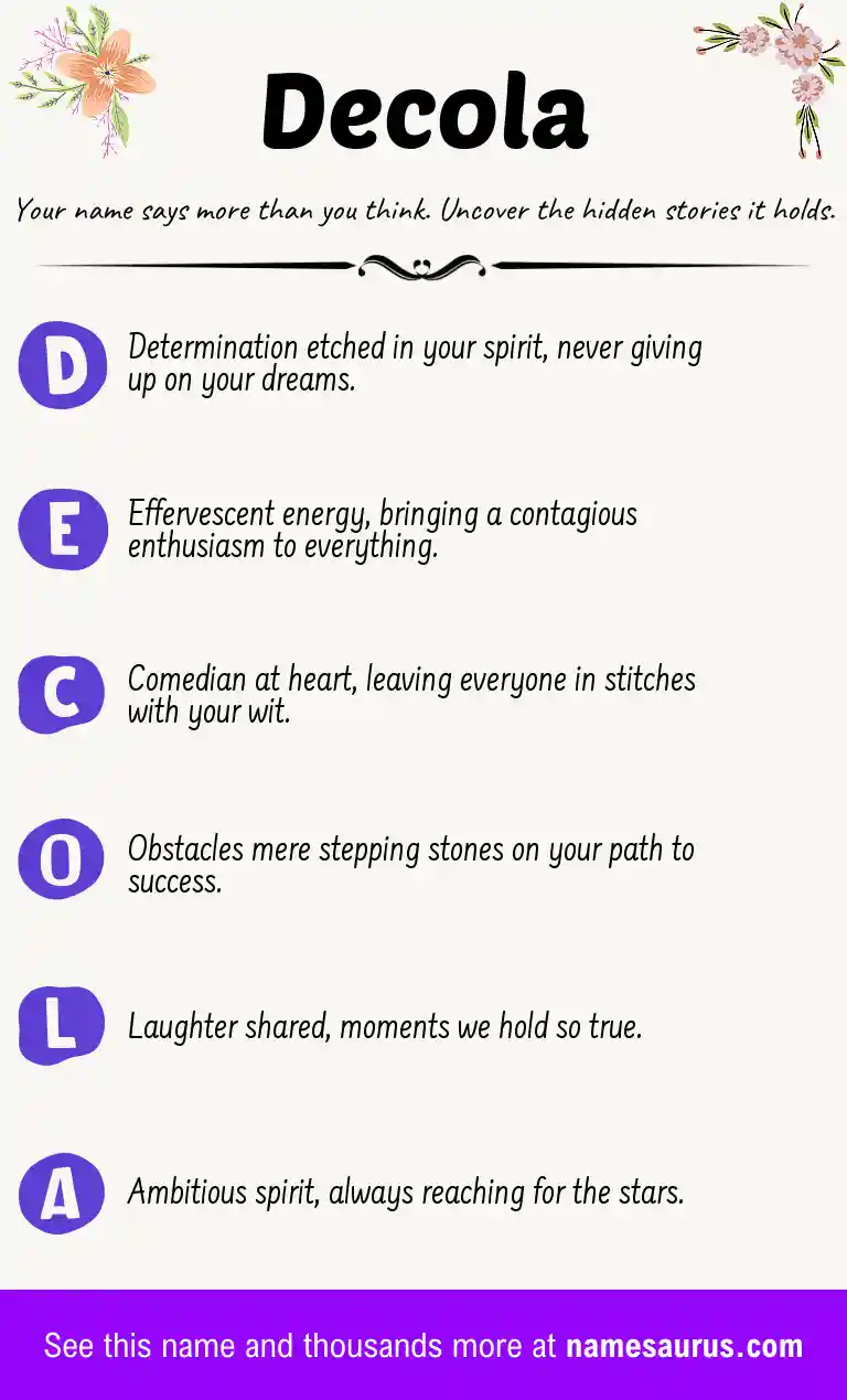 Acrostic poem about Decola.