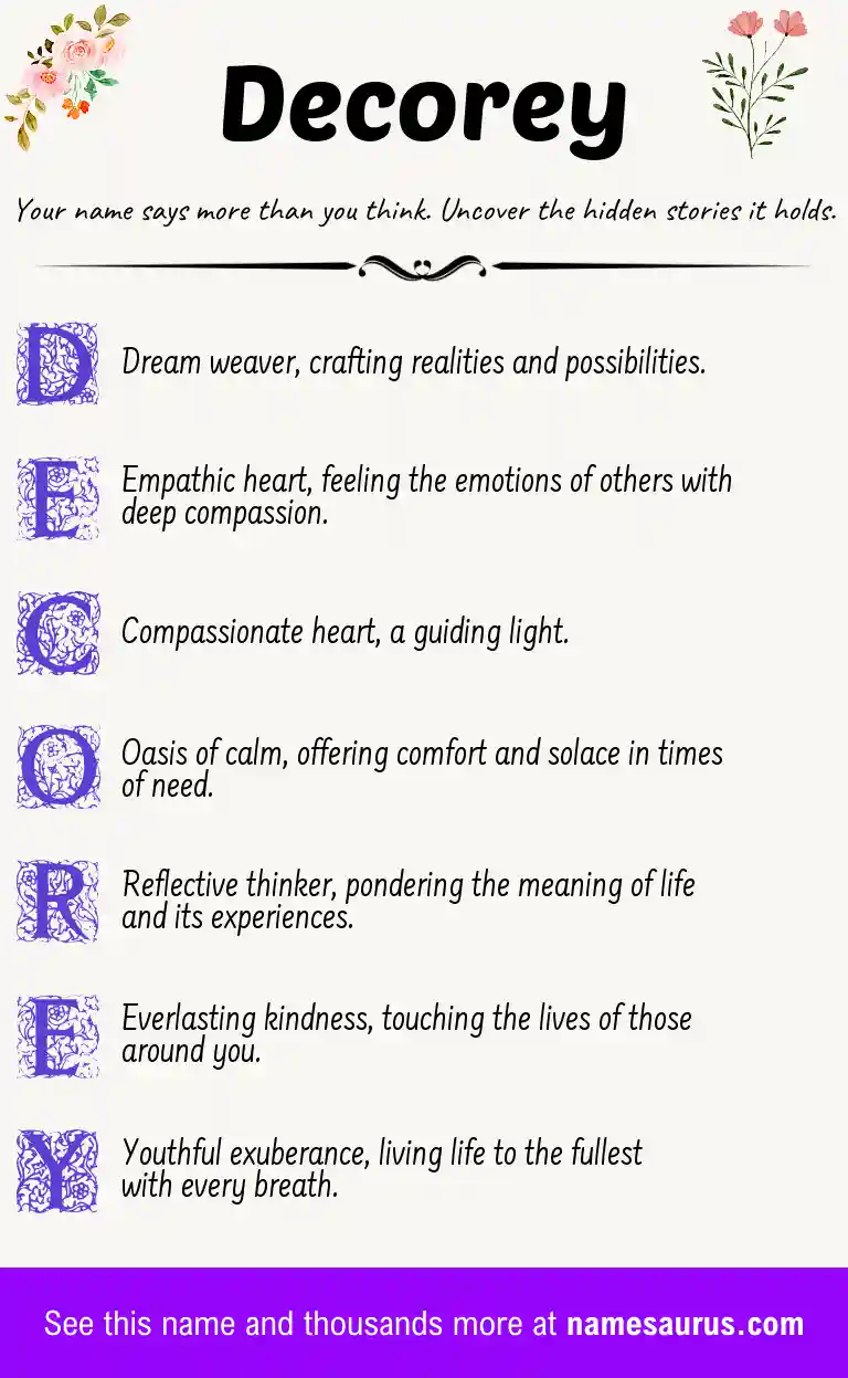 Acrostic poem about Decorey.