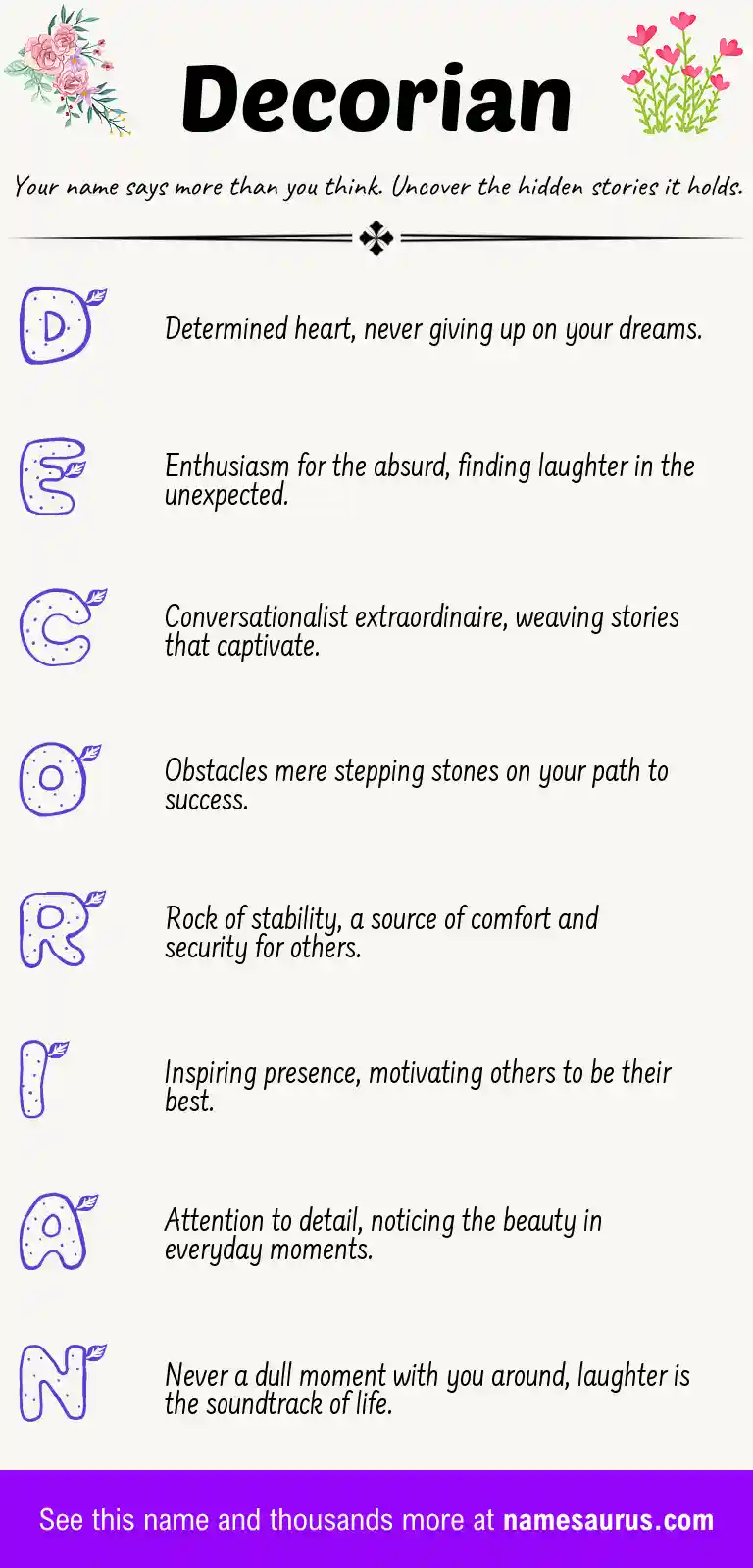 Acrostic poem about Decorian.