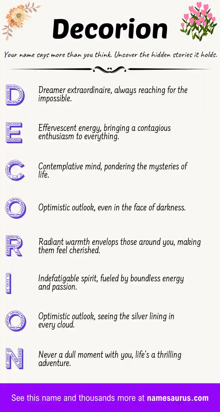 Acrostic poem about Decorion.