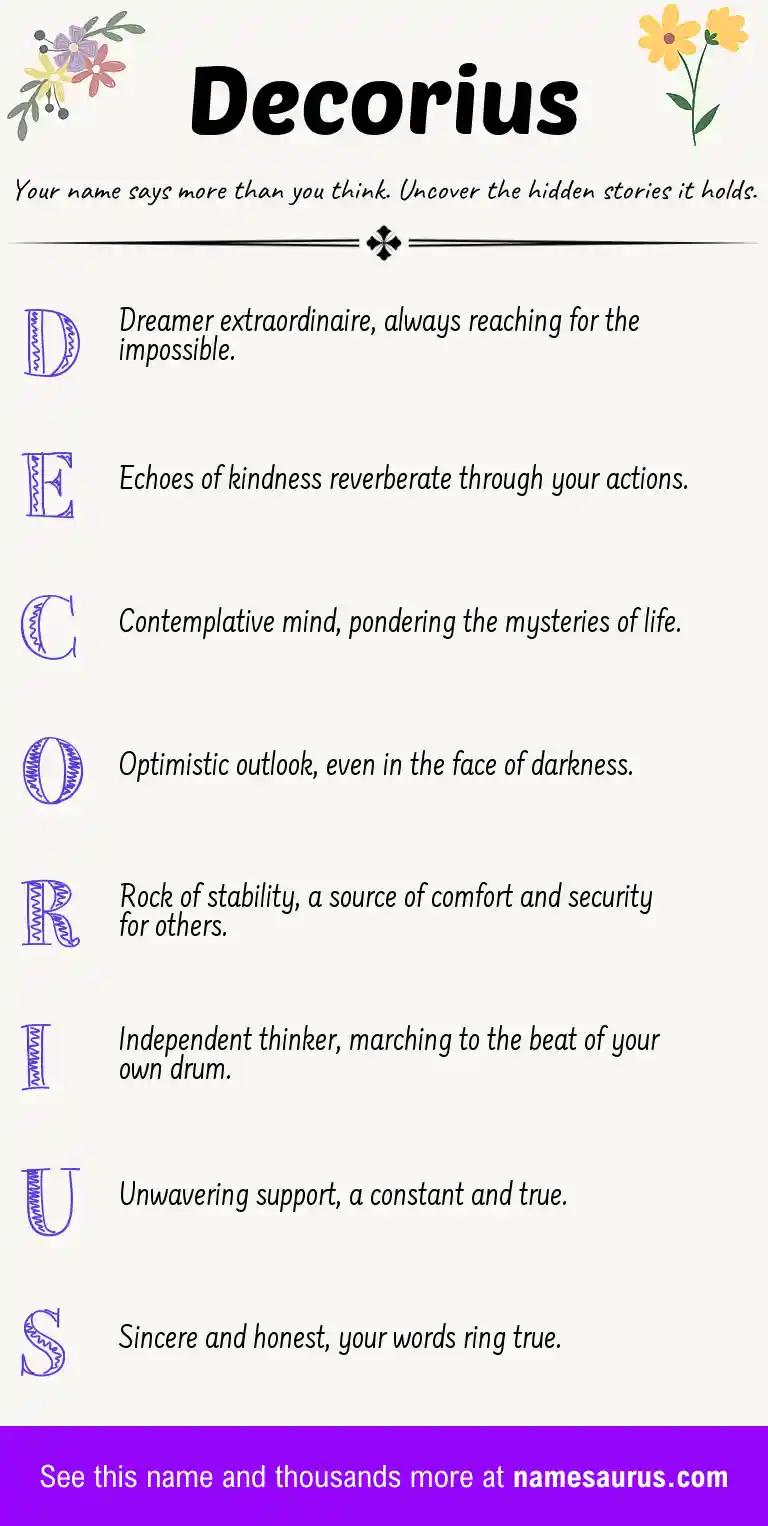 Acrostic poem about Decorius.