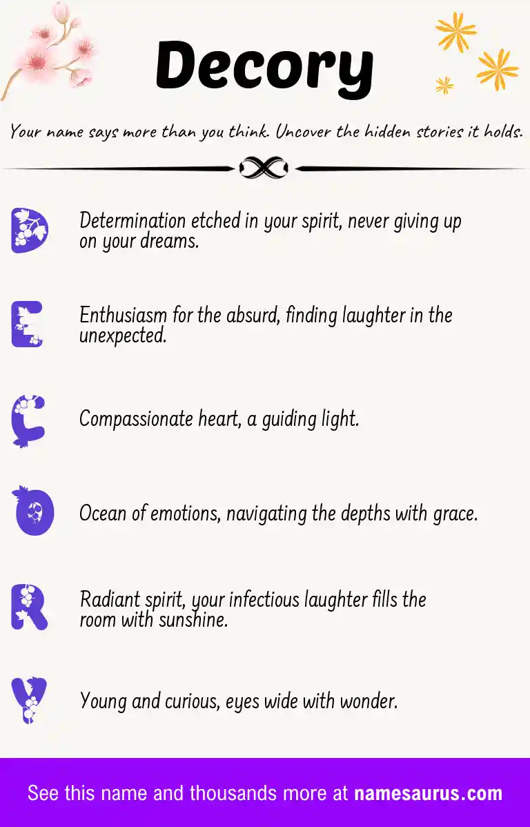 Acrostic poem about Decory.