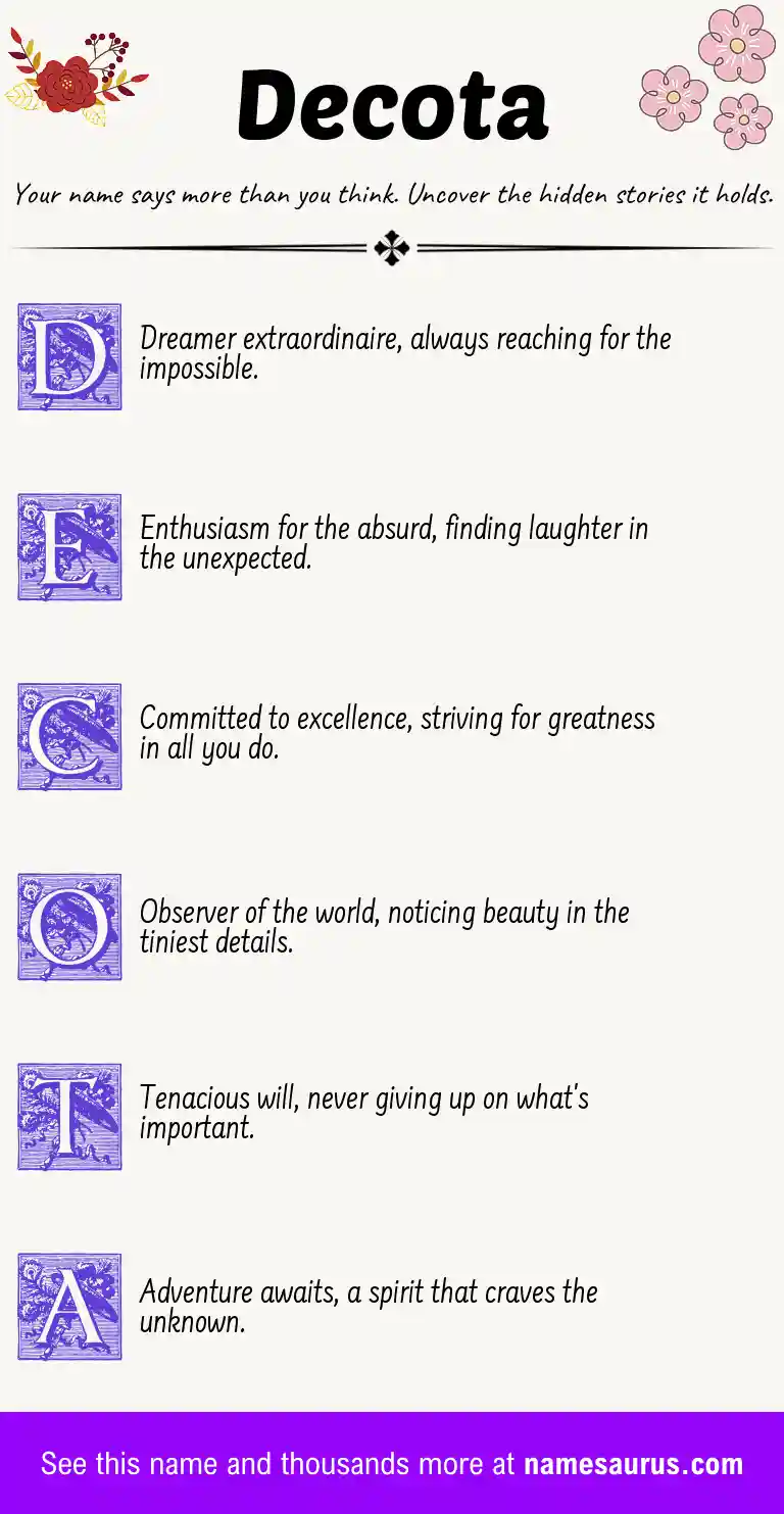 Acrostic poem about Decota.