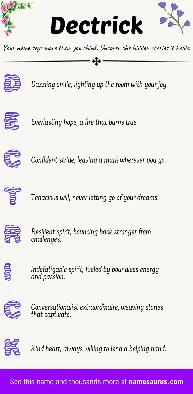 Acrostic poem about Dectrick.