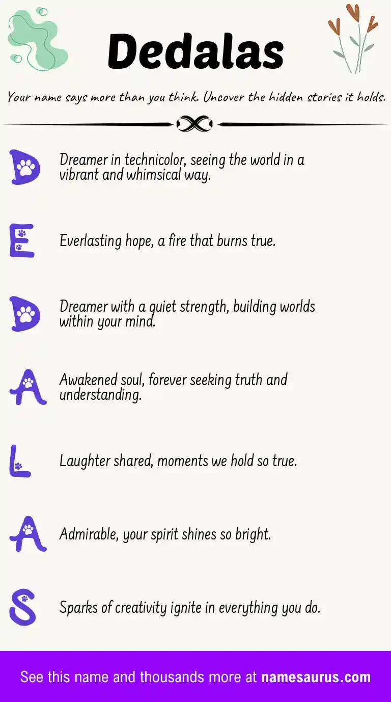 Acrostic poem about Dedalas.