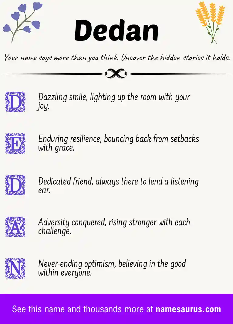 Acrostic poem about Dedan.