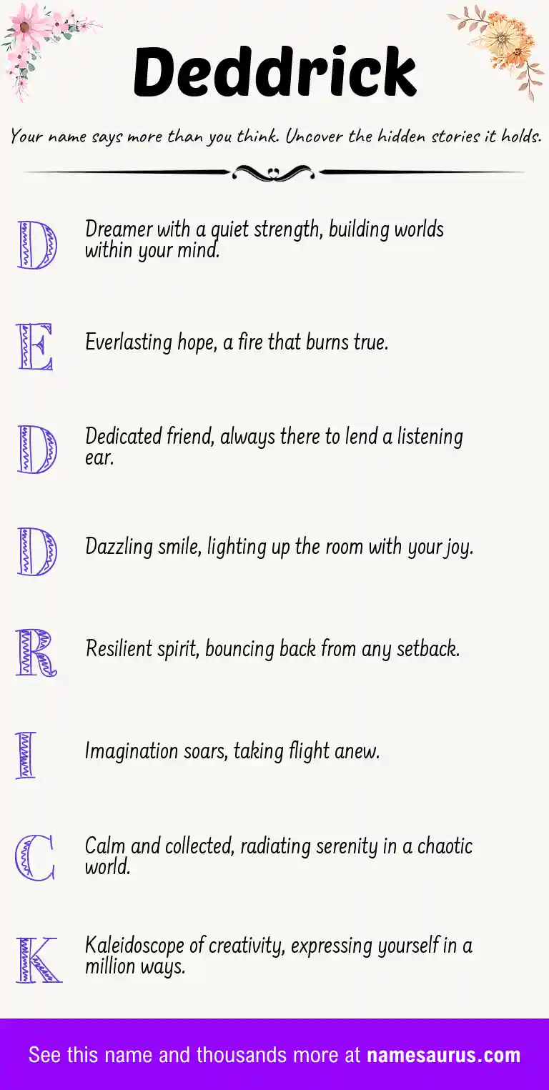 Acrostic poem about Deddrick.