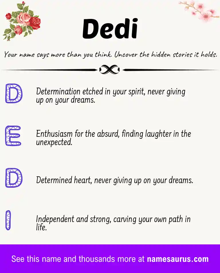 Acrostic poem about Dedi.