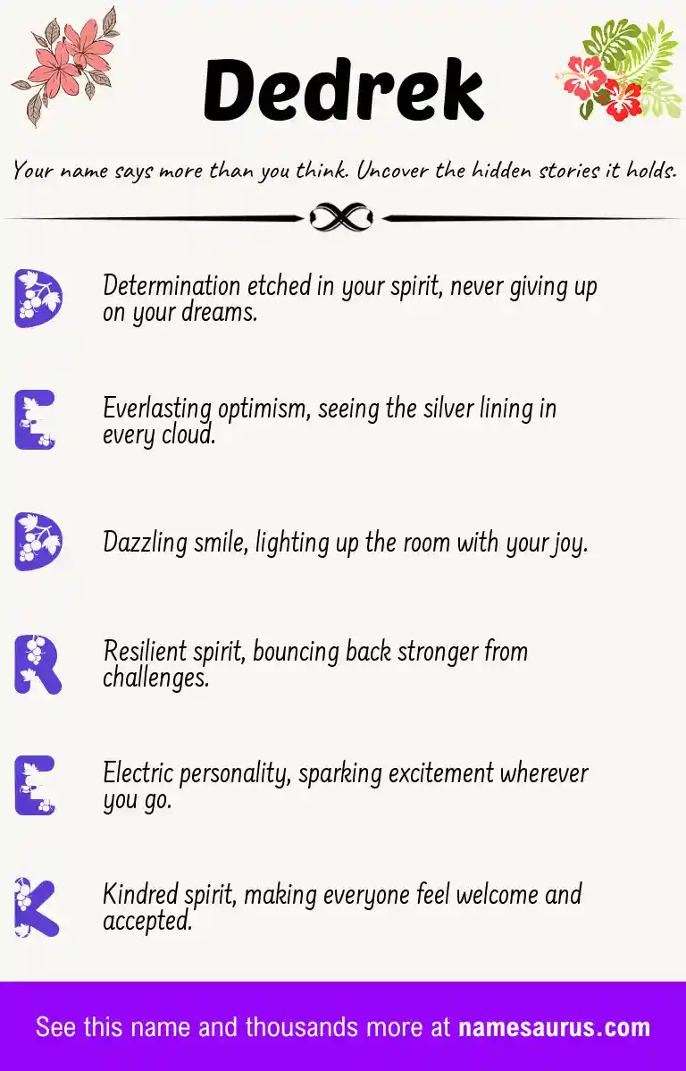 Acrostic poem about Dedrek.