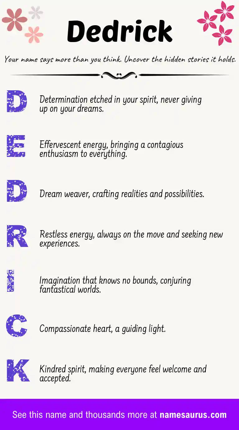 Acrostic poem about Dedrick.