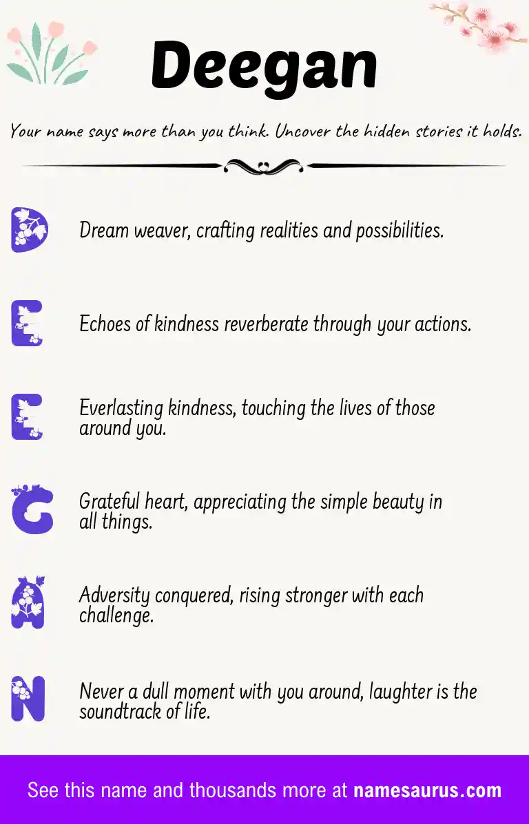 Acrostic poem about Deegan.