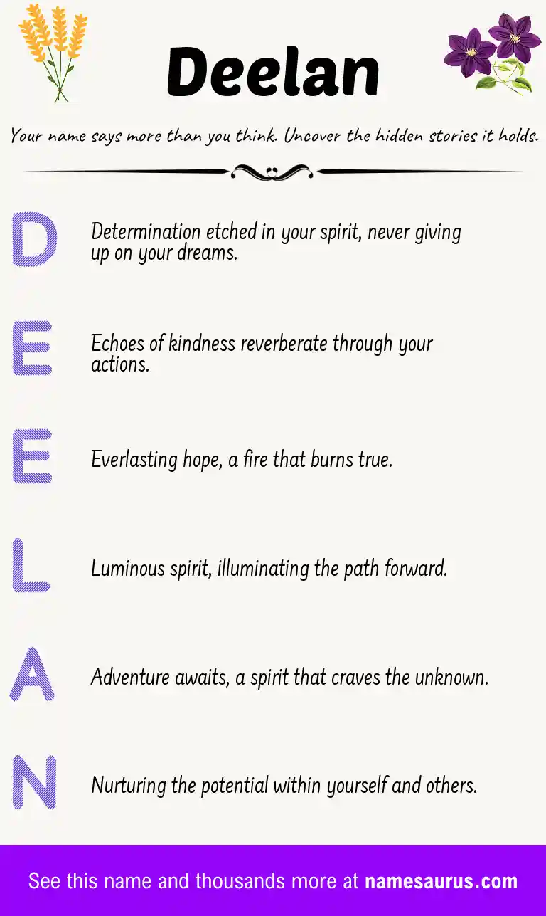 Acrostic poem about Deelan.