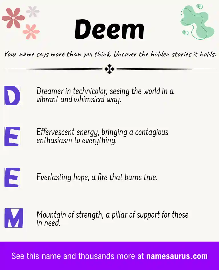 Acrostic poem about Deem.
