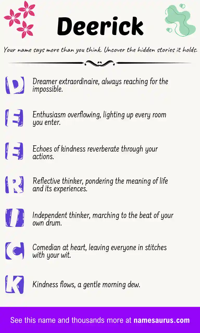 Acrostic poem about Deerick.