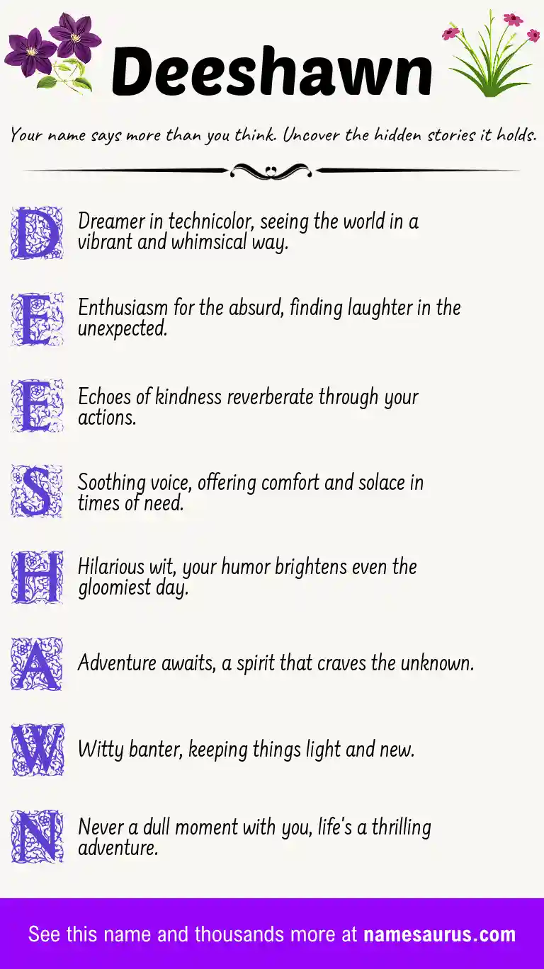 Acrostic poem about Deeshawn.