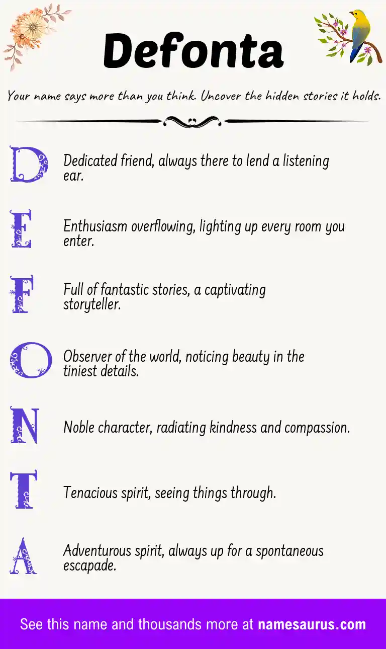 Acrostic poem about Defonta.