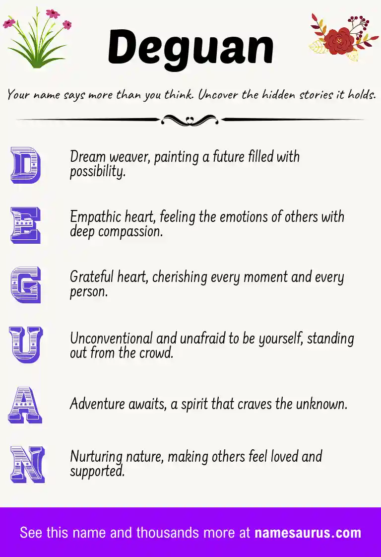 Acrostic poem about Deguan.