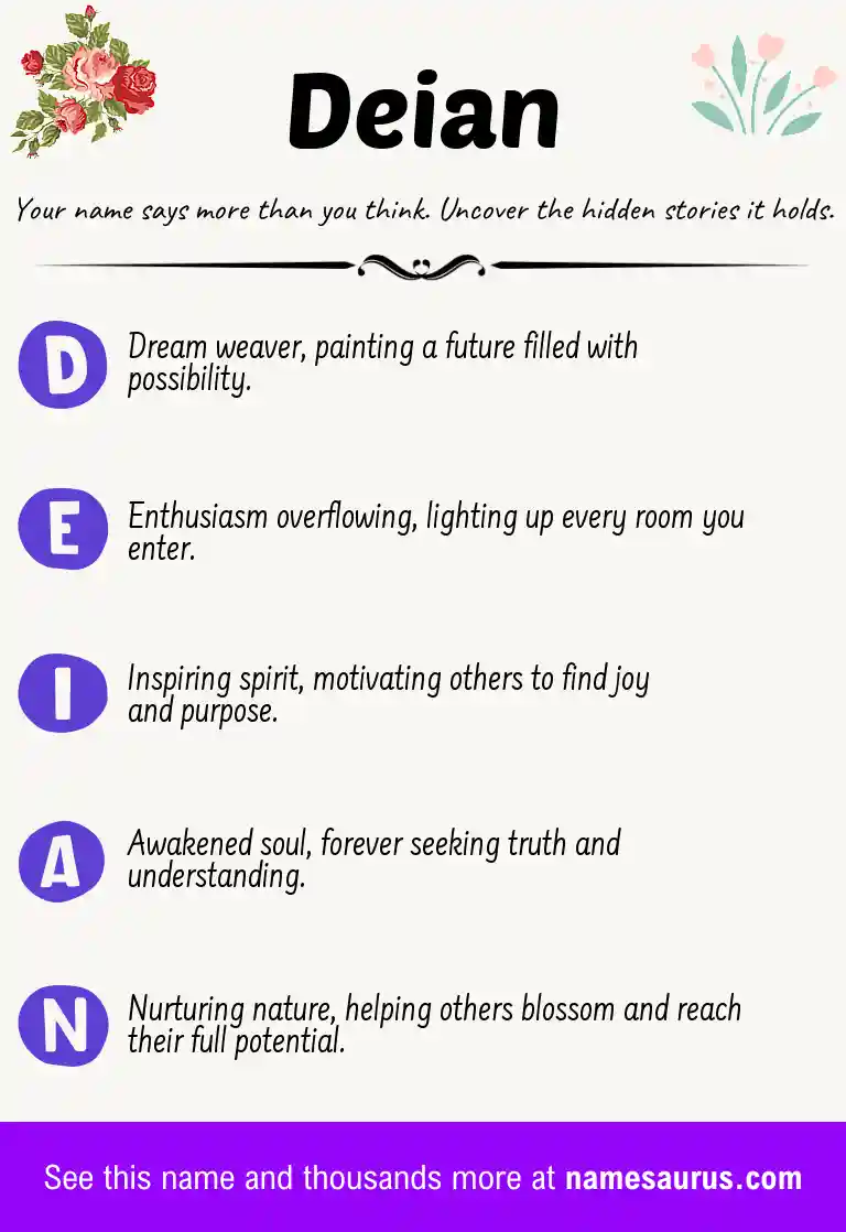 Acrostic poem about Deian.