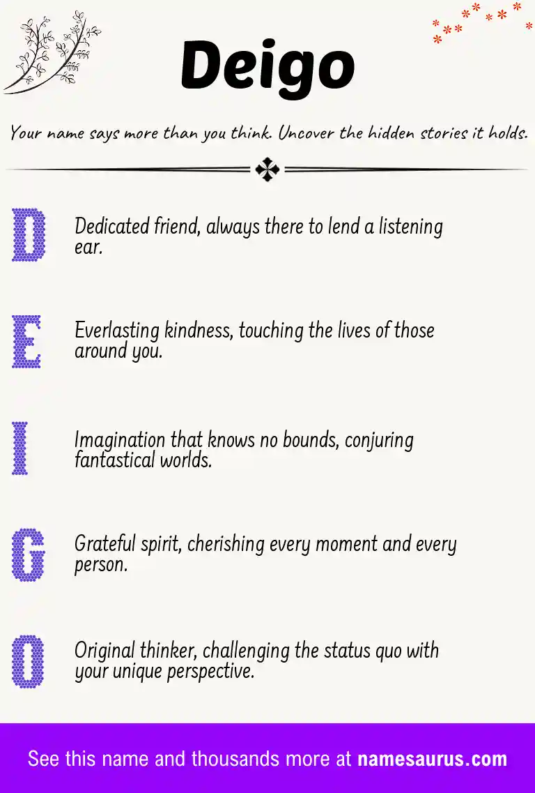 Acrostic poem about Deigo.