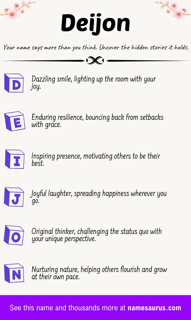 Acrostic poem about Deijon.