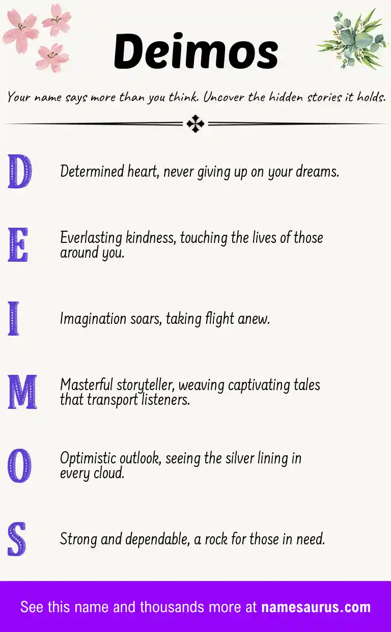 Acrostic poem about Deimos.