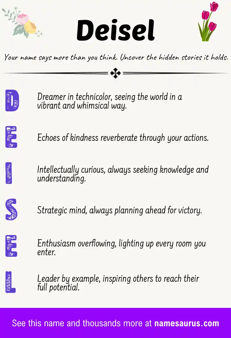 Acrostic poem about Deisel.