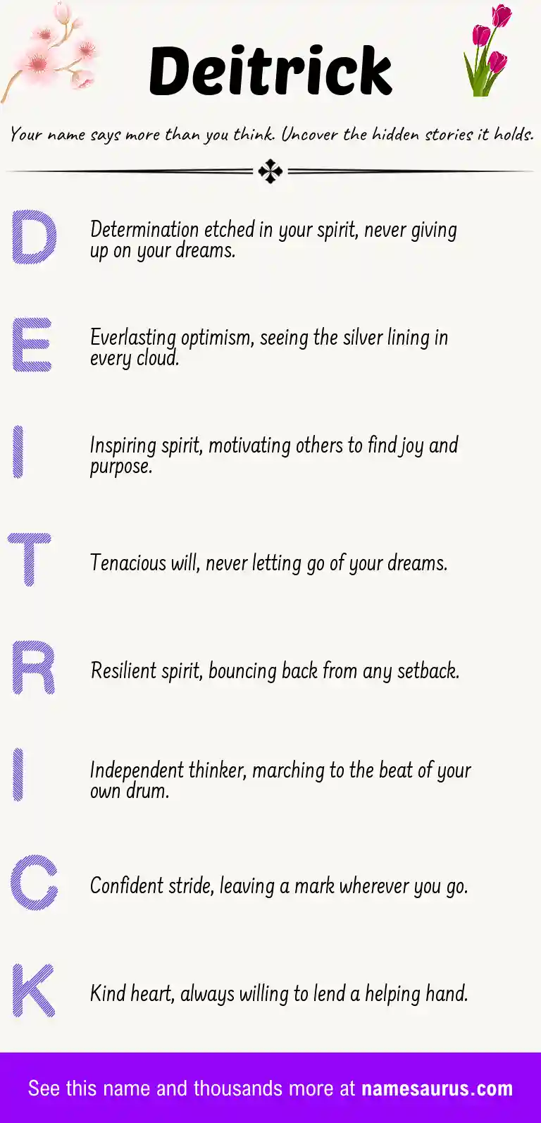 Acrostic poem about Deitrick.