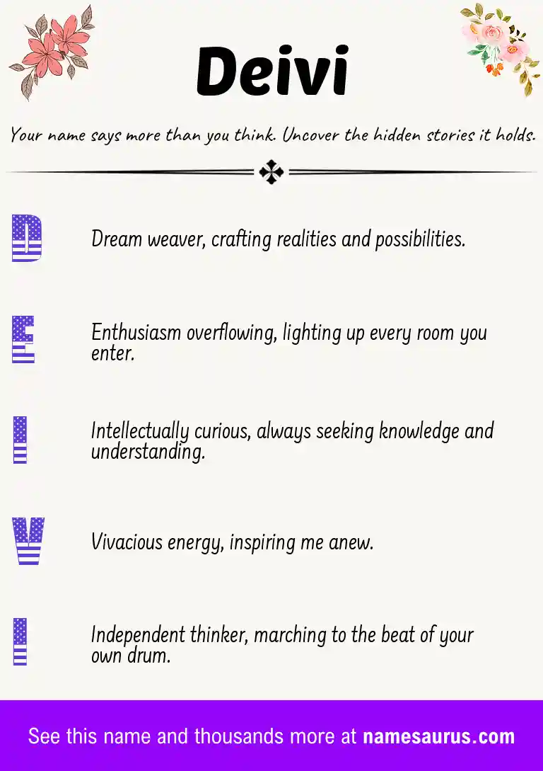 Acrostic poem about Deivi.