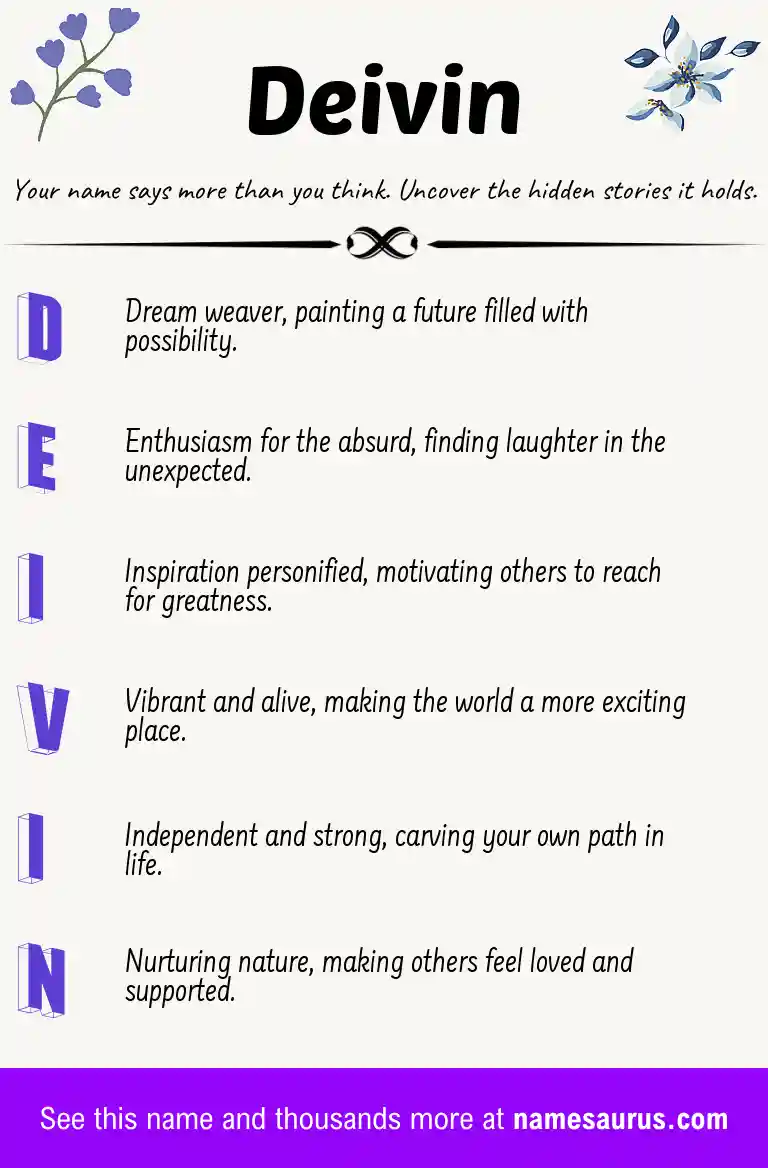 Acrostic poem about Deivin.