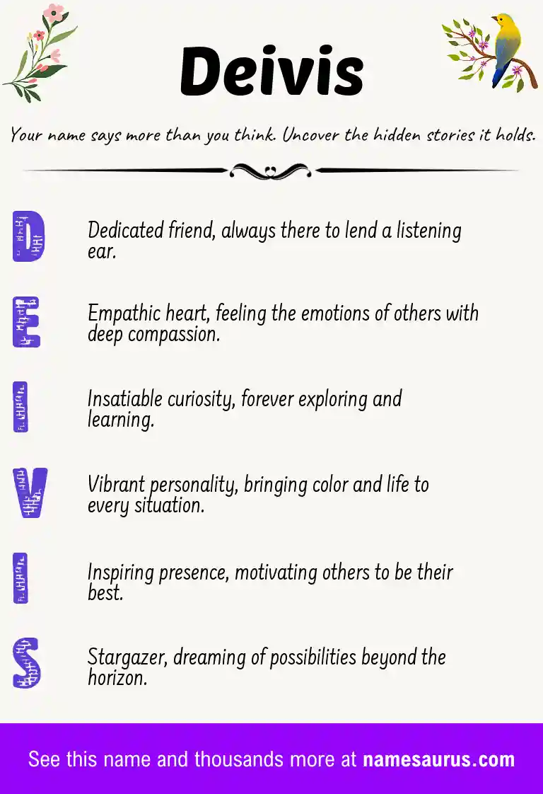 Acrostic poem about Deivis.