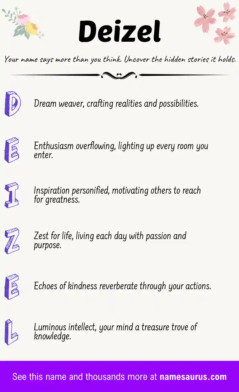 Acrostic poem about Deizel.