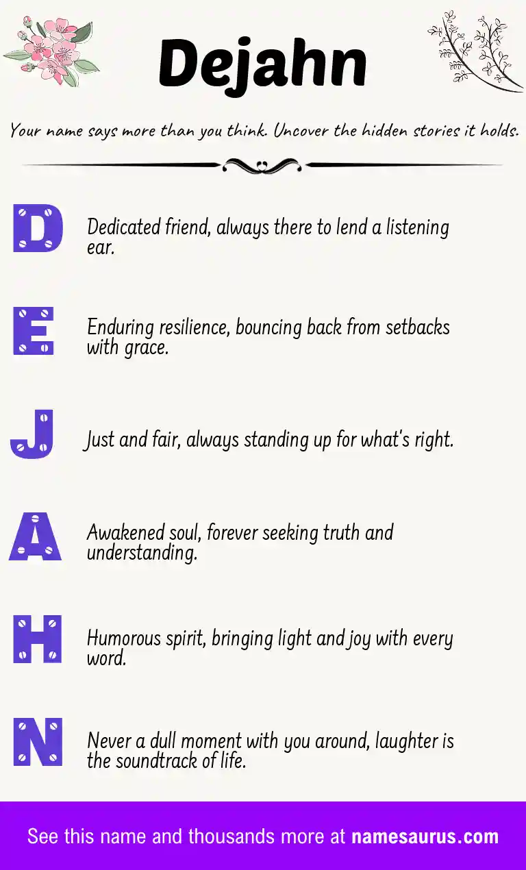 Acrostic poem about Dejahn.