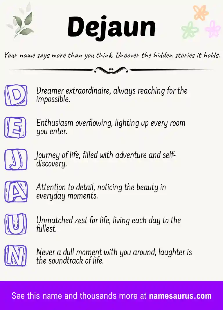 Acrostic poem about Dejaun.