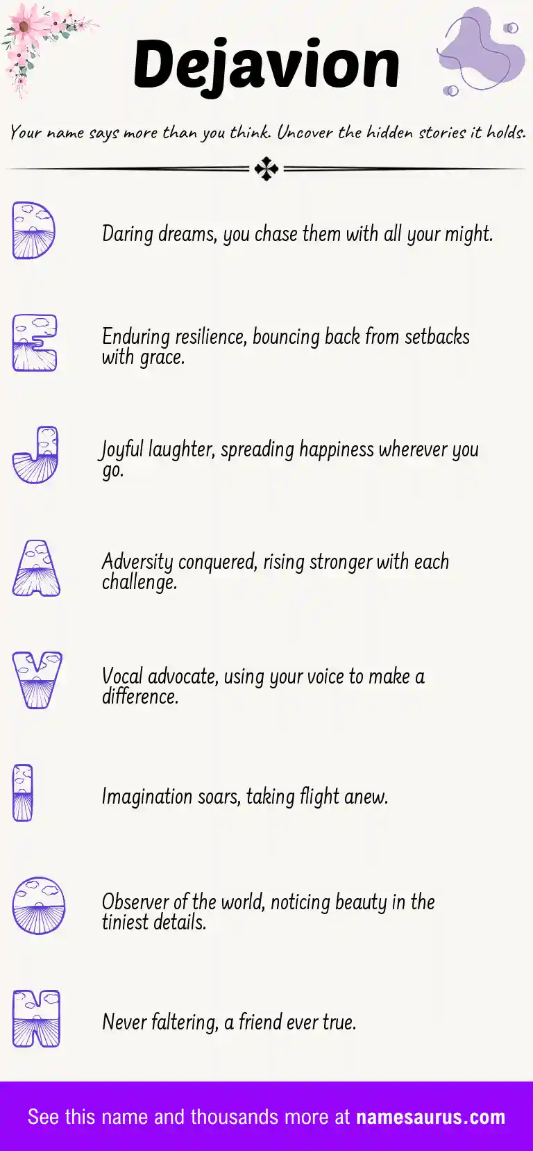 Acrostic poem about Dejavion.
