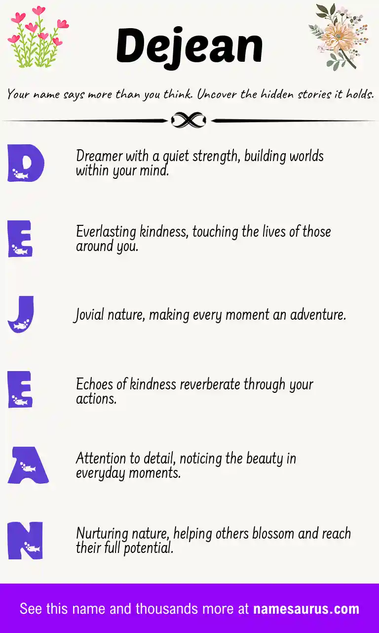 Acrostic poem about Dejean.