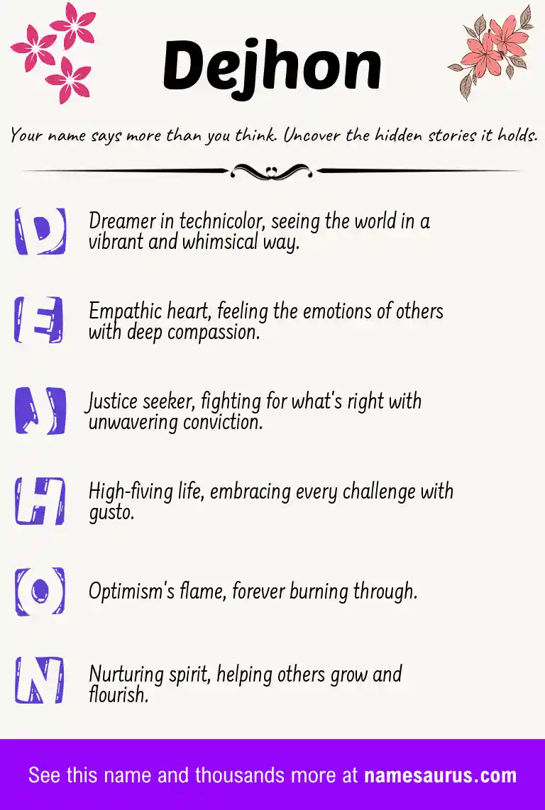 Acrostic poem about Dejhon.