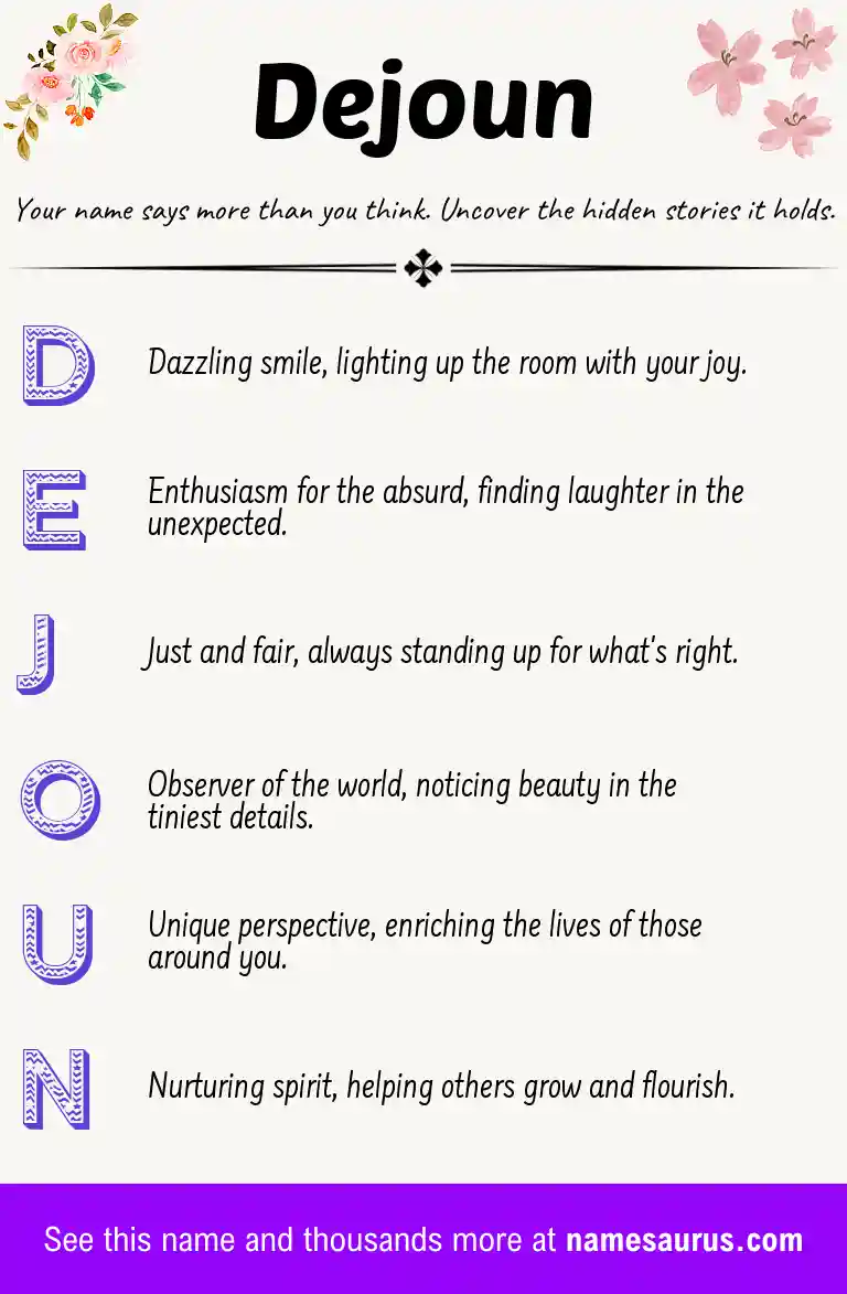 Acrostic poem about Dejoun.