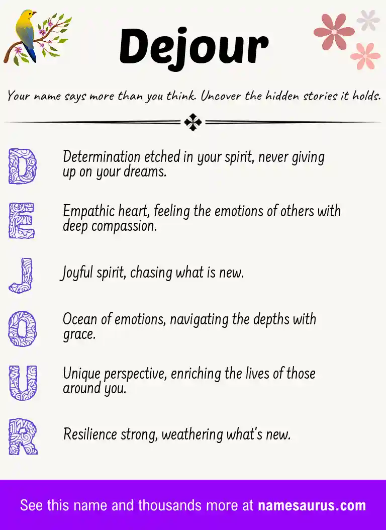 Acrostic poem about Dejour.
