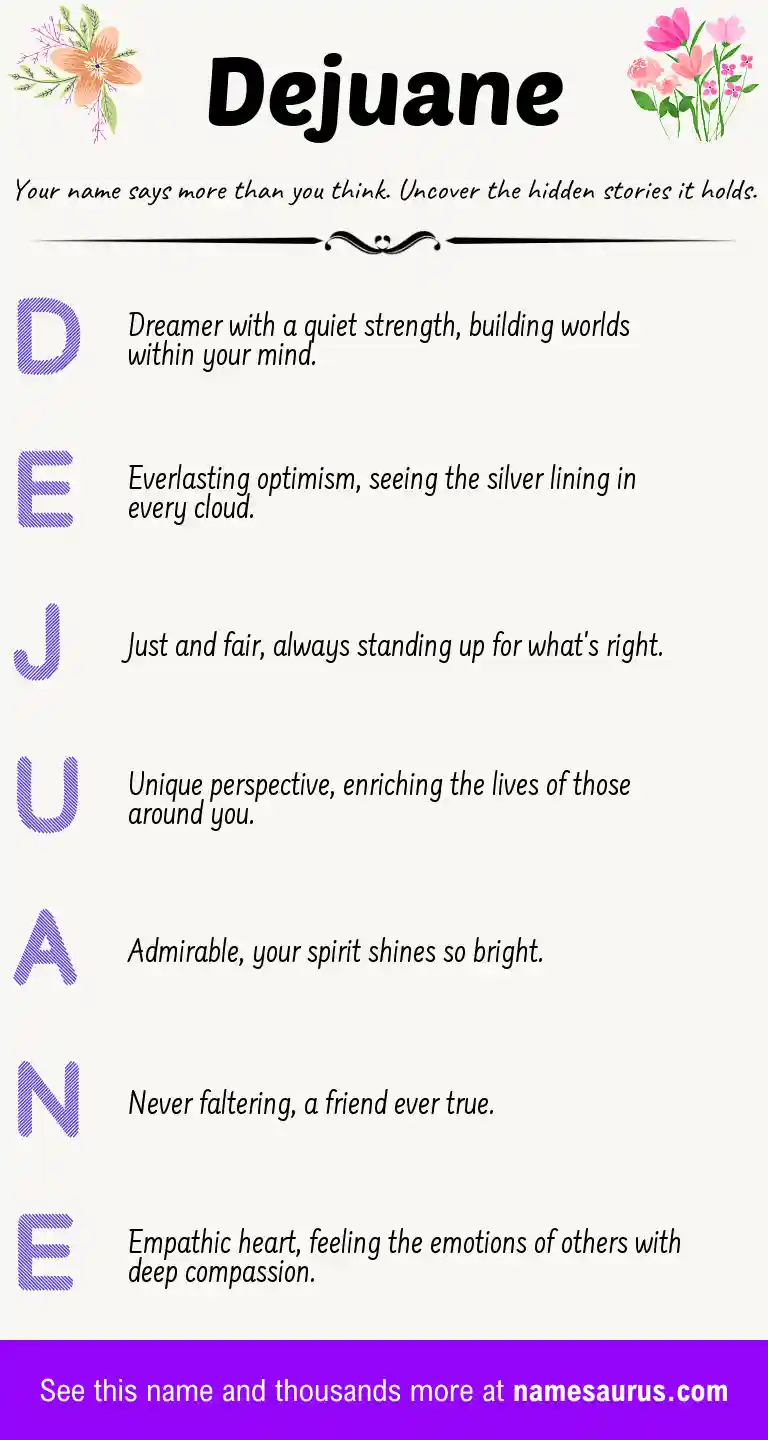 Acrostic poem about Dejuane.