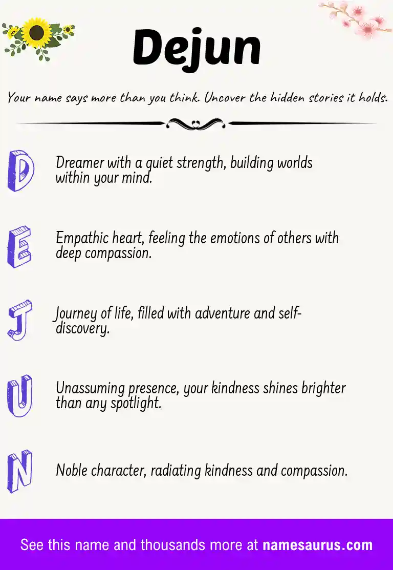 Acrostic poem about Dejun.