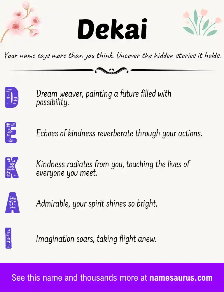 Acrostic poem about Dekai.