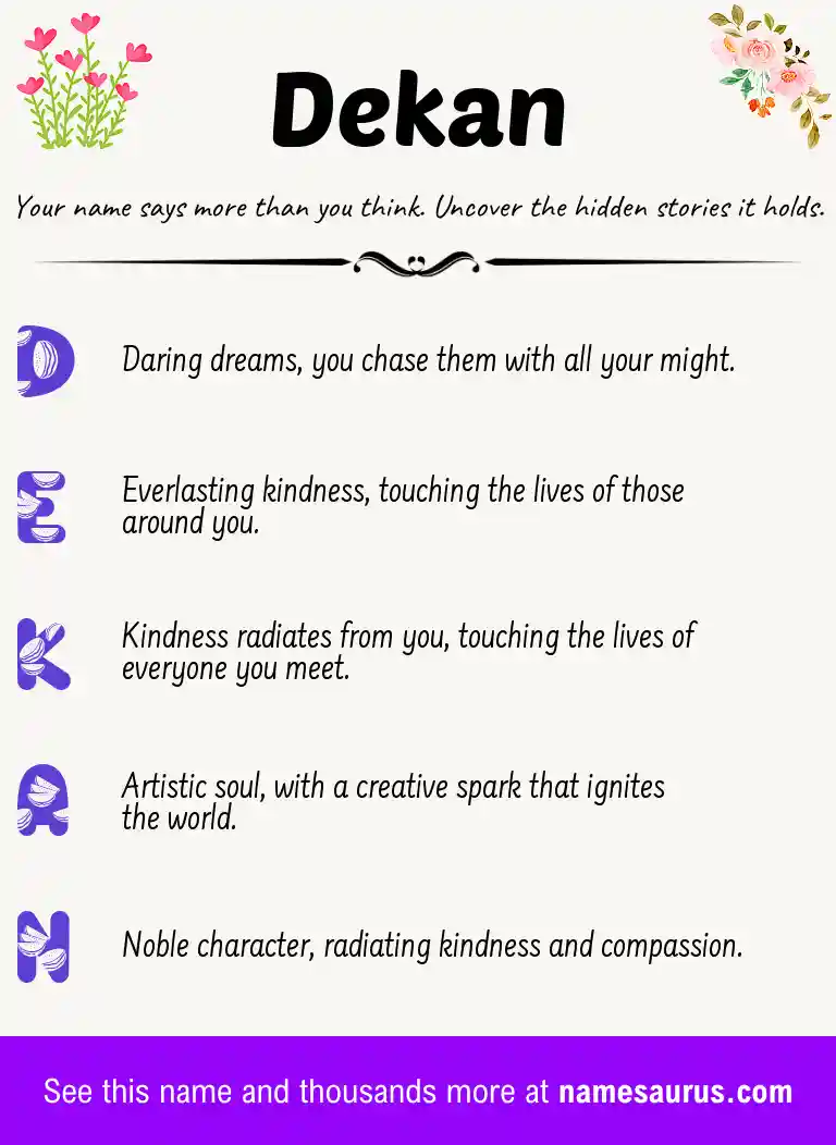 Acrostic poem about Dekan.