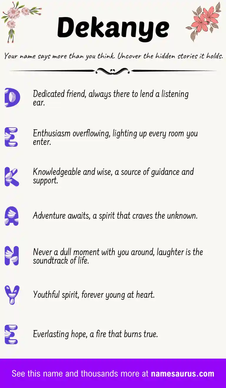 Acrostic poem about Dekanye.